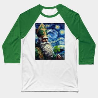 Saint Patrick Clover at Starry Night Baseball T-Shirt